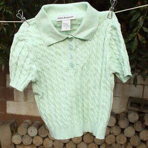 Cotton Emporium Kids' Cable Polo Sweater In Mint M